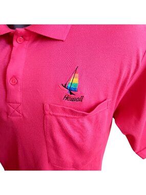 True Vintage Polo Shirt LARGE True Vtg 80's HAWAII SAILING SS knit Golf/Tennis